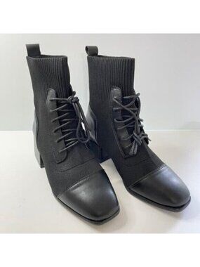 C. Paravano Black Boots Mesh Combat Boots Womens Shoes US Size 6, EU Size 37